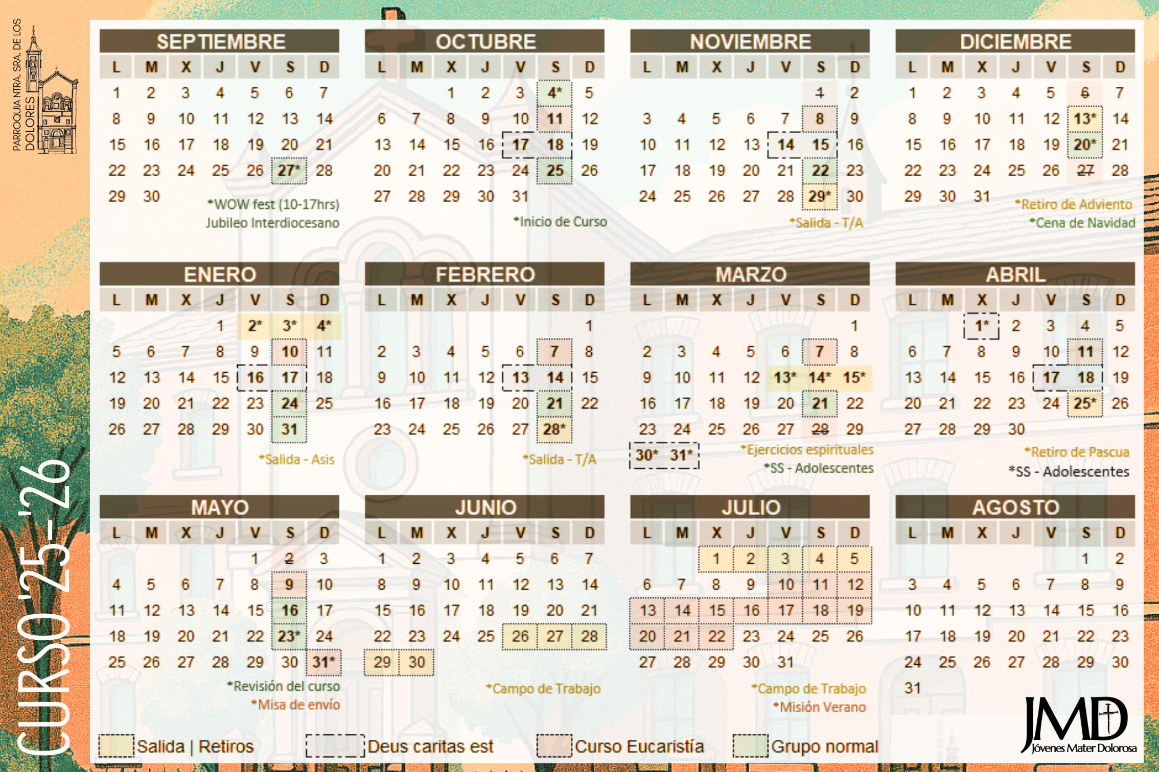 Calendario Jóvenes Mater Dolorosa 2025-2026